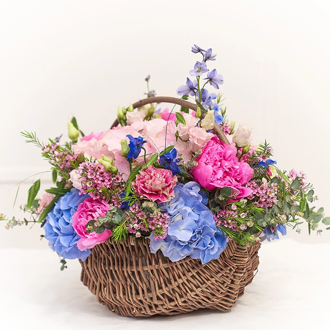 Blumenkorb Rosa-Pink-Blau 1